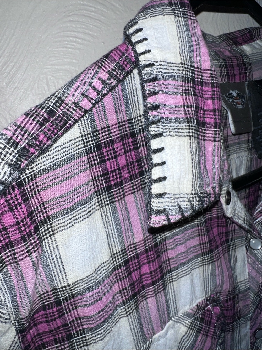 Women’s Harley-Davidson Plaid Shirt with Pearl Snap Western Inspired - Picture 4 of 7